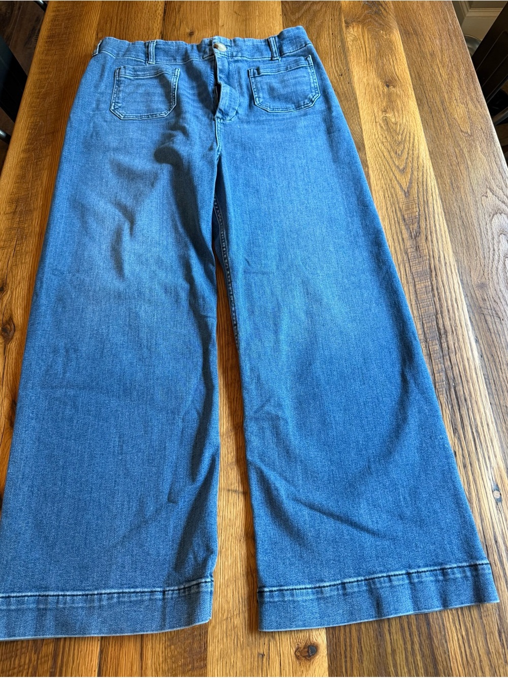 Maeve Denim Wide-Leg Jeans in Medium Blue